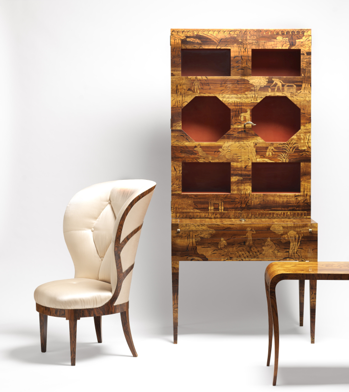 The Cabinet "Paradiset" from 1924, and a 1925 chair and table by Uno Åhrén for Mobilia AB, part of Swedish Grace. Art and Design in 1920s Sweden, Nationalmuseum Stockholm (Photo © and courtesy Nationalmuseum Stockholm)