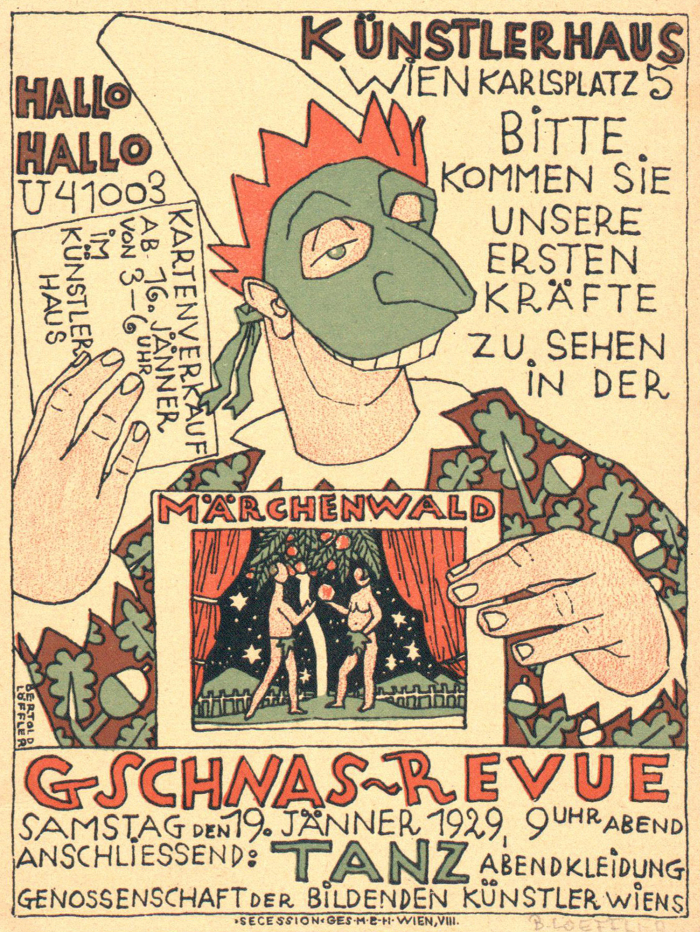 An invitation to a Gschnas-Revue, 1929, part of The Fest. Between Representation and Revolt, Museum für ­angewandte Kunst Vienna (photo © and courtesy Museum für ­angewandte Kunst Vienna)