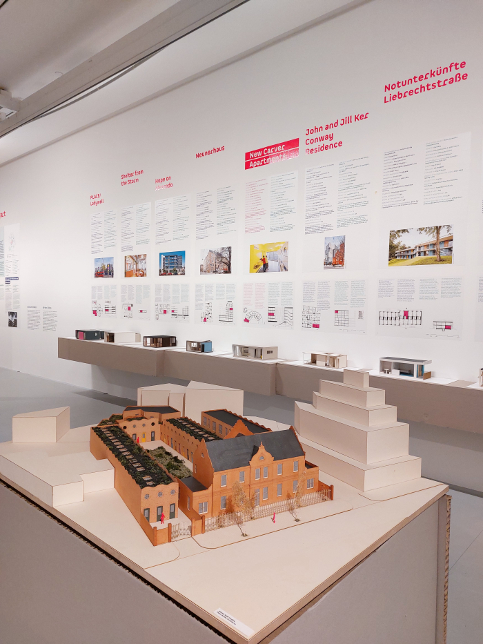 A model of Holmes Road Studios London by Peter Barber Architects for LB Camden and GLA Funding, as seen at Who’s Next? Homelessness, Architecture and Cities, Museum für Kunst und Gewerbe, Hamburg