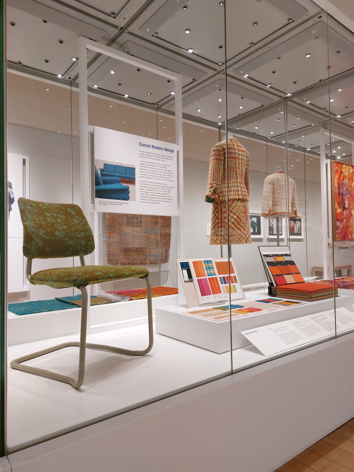 A PEL chair in a screen-printed nylon jersey seat cover developed by Bernat Klein, as seen at Bernat Klein. Design in Colour, National Museum of Scotland, Edinburgh