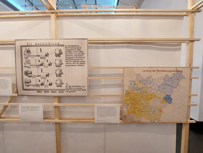 Maps and facts relating to deportations and forced migration in and from Poland, as seen at Power Space Violence. Planning and Building under National Socialism, Akademie der Künste, Berlin