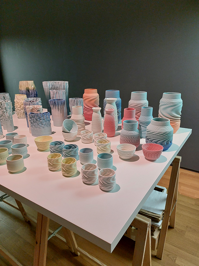 3D printed ceramics by Babette Wiezorek, as seen at Grassimesse 2023, Museum für Angewandte Kunst, Leipzig