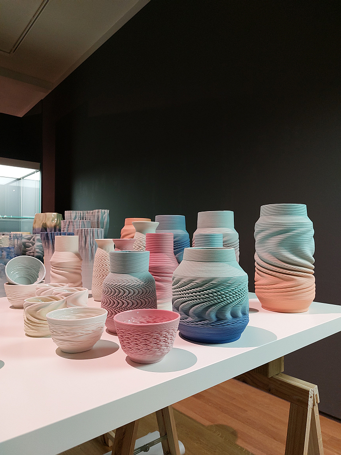 3D printed ceramics by Babette Wiezorek, as seen at Grassimesse 2023, Museum für Angewandte Kunst, Leipzig
