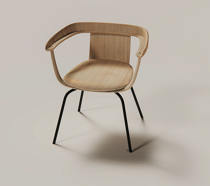 Loop by Annabella Hevesi / Line and Round... here with metal base although a wide variety of base and shell finishes are proposed, we've never seen it in the flesh but for us one of the most intriguing aspects is the backrest/armrest construction........ (Image Line and Round)