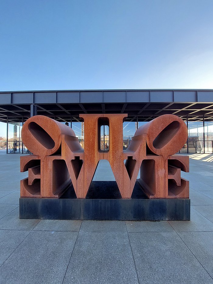 A whole lote of Love from Robert Indiana for the Neue Nationalgalerie, Berlin by Ludwig Mies van der Rohe