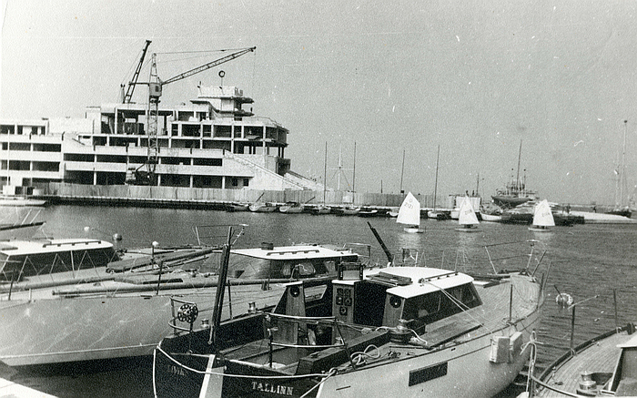 Construction of the Tallinn Olympic Sailing Centre, Pirita, in 1977 (Photo Tallinn City Archives, TLA.1465.1.9066 via https://commons.wikimedia.org via cc4.0)