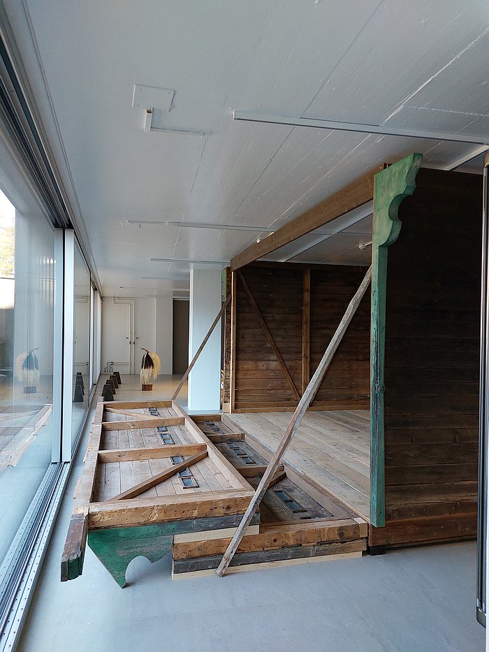 The bee-house, as seen at Sandra Knecht - Home Is a Foreign Place, Kulturstiftung Basel H. Geiger, Basel