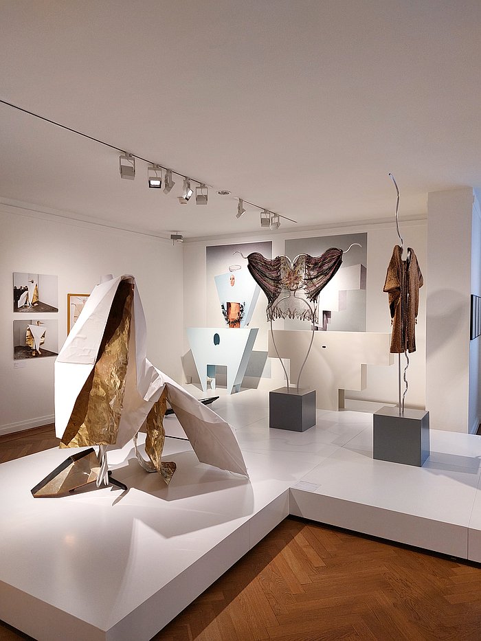 Part of the chapter Fashion a.k.a. Clothing, as seen at Alchimia. The Revolution of Italian Design, Bröhan Museum, Berlin.
