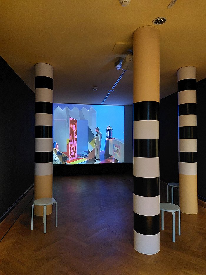 The film Santa Alchimia by Marco Poma, as seen at Alchimia. The Revolution of Italian Design, Bröhan Museum, Berlin.