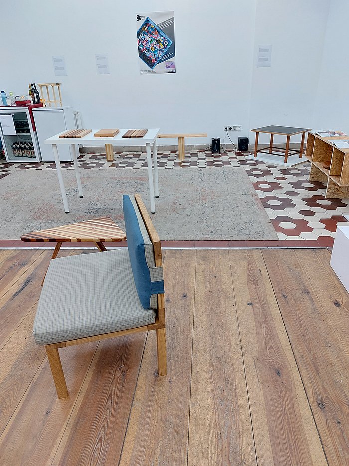 Henry lounge chair, amidst other works, by Angharad Summers, as seen at Angharad Summers - Berlin Re:furnished at Backhaus Projects during Berlin Design Week 2025