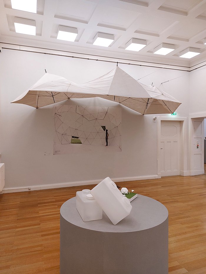 Casa Umbrella (top) and Water Block (bottom) by Kengo Kuma, as seen at Beyond Geometry. Frei Otto x Kengo Kuma, Kunstsammlungen Chemnitz