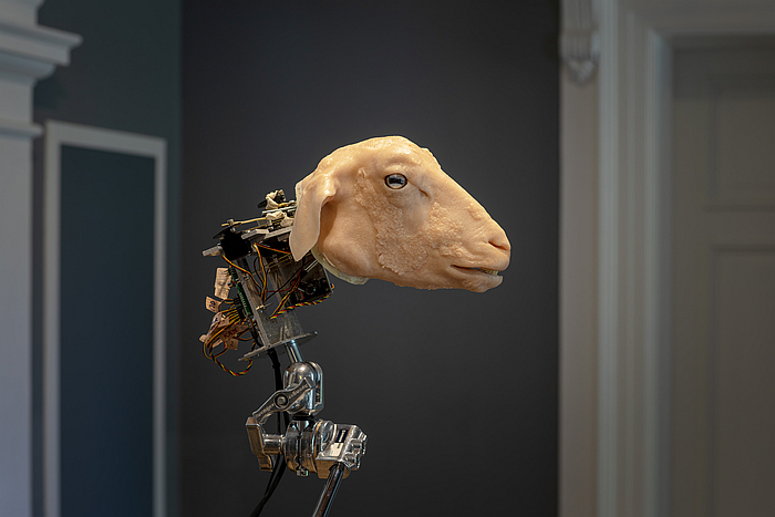 Broadcaster by Jonas Kjeldgaard Sørensen, 2018, part of Soft Robots. The Art of Digital Breathing, Copenhagen Contemporary, Copenhagen (Photo Jan Søndergaard, courtesy Copenhagen Contemporary)