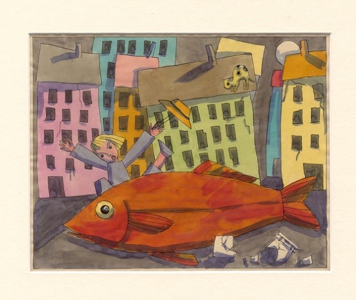 An illustration from Die Fischreise by Tom Seidmann-Freud, from 1923, part of Defiance. Jewish Women and Design in the Modern Era, the Jüdisches Museum, Berlin (Image courtesy of The Collection of Tom’s Grandchildren and the Jüdisches Museum, Berlin)