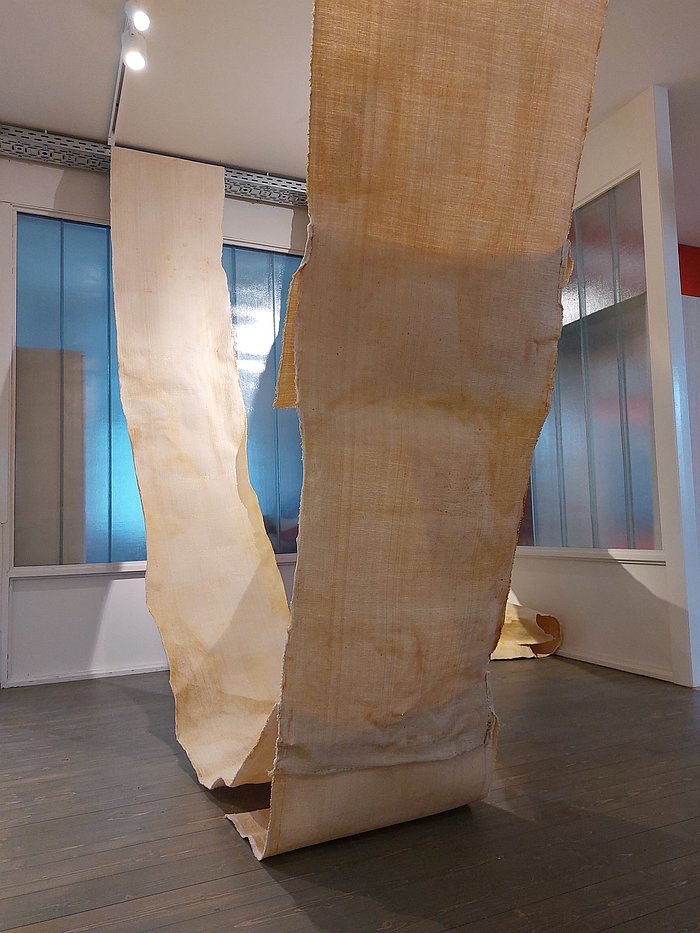 Narrative Layering by Zoe Köbrunner, as seen in Fabric Visions // Textile Visionen, the Esche Museum, Limbach-Oberfrohna