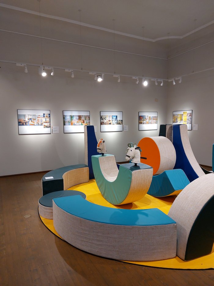 A view across Shadow on the Moon, 2015, to examples of recent interior design projects, as seen at Renate Müller Spielzeug + Design Sonneberg, Wasserschloß Klaffenbach, Chemnitz