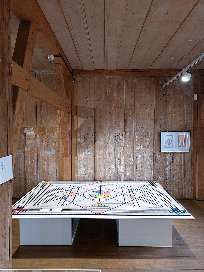 The rug Universe I by Renate Müller, 2016, as seen at Renate Müller Spielzeug + Design Sonneberg, Wasserschloß Klaffenbach, Chemnitz