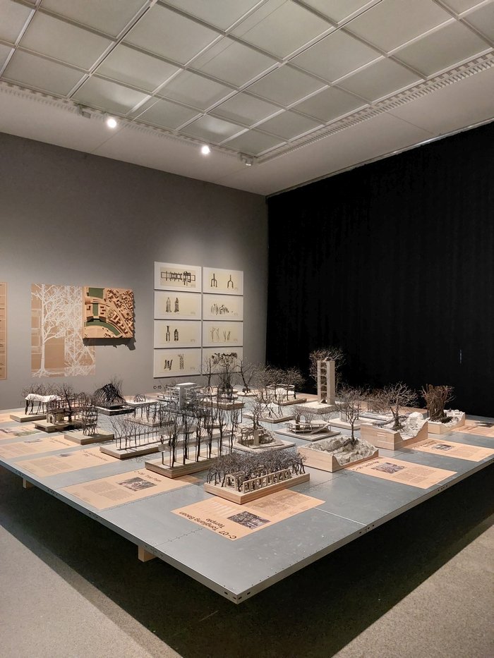 Models of various approaches to Trees as Architecture, as seen at Trees, Time, Architecture. Design in Constant Transformation, Architekturmuseum der TU München
