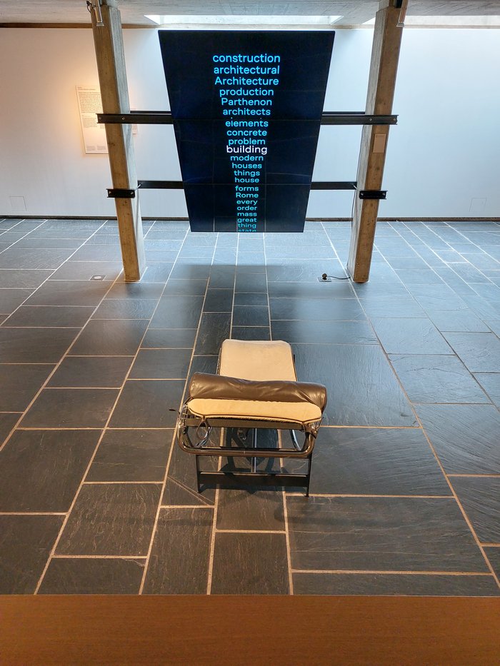 Words by Christine Gertsch & grillovasiu, as seen at Vers une architecture: Reflections, Pavillon Le Corbusier, Zürich