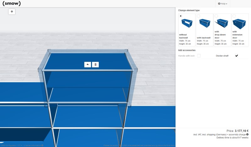 smow USM Configurator - Accessories and settings for a USM shelf