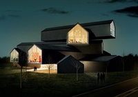 The VitraHaus is especially impressive at night. The individual houses appearing to float in the night sky, the interior shining out. Architecture Herzog & de Meuron, Photographer Leon Chew