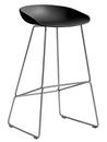 About A Stool AAS 38, Bar version: seat height 74 cm, Stainless steel, Black