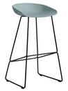About A Stool AAS 38, Bar version: seat height 74 cm, Steel black powder-coated, Dusty blue