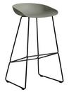 About A Stool AAS 38, Bar version: seat height 74 cm, Steel black powder-coated, Dusty green
