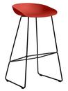 About A Stool AAS 38, Bar version: seat height 74 cm, Steel black powder-coated, Warm red