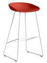 About A Stool AAS 38, Bar version: seat height 74 cm, Steel white powder-coated, Warm red