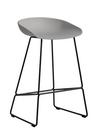 About A Stool AAS 38, Kitchen version: seat height 64 cm, Steel black powder-coated, Concrete grey