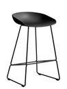 About A Stool AAS 38, Kitchen version: seat height 64 cm, Steel black powder-coated, Black