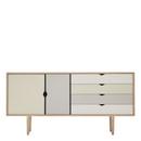 S6 Sideboard, Soaped oak, Silver-white/Beige/Metalgrey