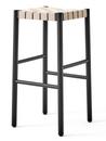 Betty Barstool, Bar version: 76 cm, Black / natural linen