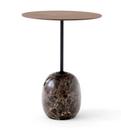 Lato Side Table, Round (Ø 40 cm), Walnut / Emparador marble