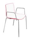 Catifa 46 Tube, Chrome, Bicoloured, Back red, seat white, With armrests