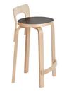 Kitchen Chair K65, Seat black lino, Legs birch clear varnished