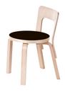 Children's Stool N65, Seat black lino, Legs birch clear varnished