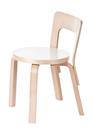 Children's Stool N65, Seat white laminate, Legs birch clear varnished