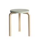 Stool 60, Seat lacquered green, Legs birch clear varnished