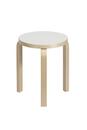 Stool 60, Seat white laminate, Legs birch clear varnished