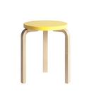 Stool 60, Seat lacquered yellow, Legs birch clear varnished