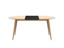 PLAYdinner Round, White oiled oak, L 120-170 cm, MDF black