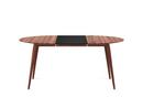 PLAYdinner Round, Oiled walnut, L 120-170 cm, MDF black