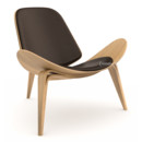 CH07 Shell Chair, Oiled oak, Leather brown