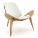 CH07 Shell Chair, Oiled oak, Leather white