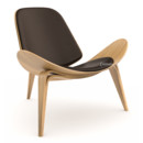CH07 Shell Chair, Lacquered oak, Leather brown