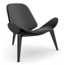 CH07 Shell Chair, Black lacquered oak, Leather anthracite