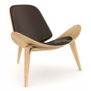CH07 Shell Chair, White oiled oak, Leather brown