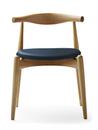 CH20 Elbow Chair, Oiled oak, Leather grey blue