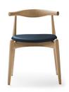 CH20 Elbow Chair, Soaped oak, Leather grey blue